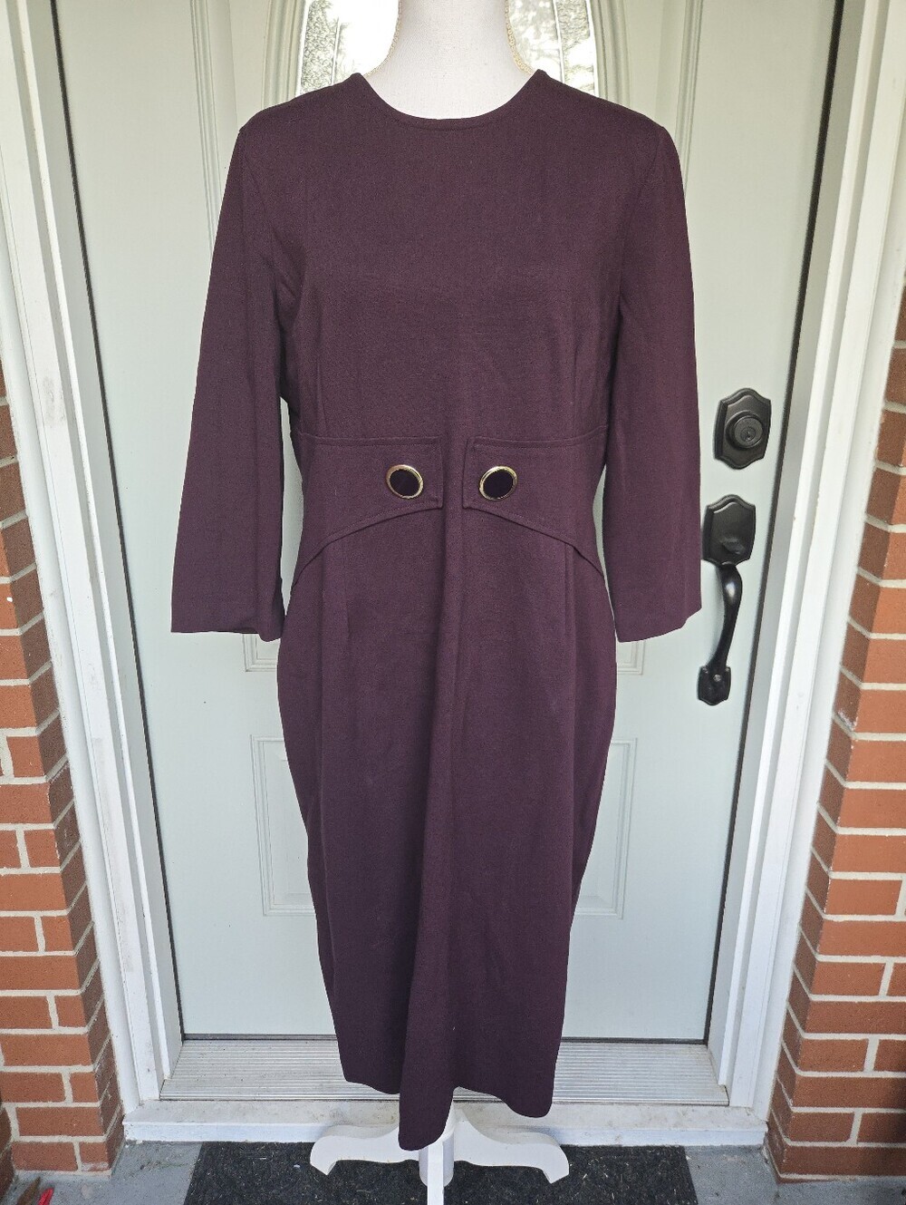 Jane Sadie Pencil Dress Damson - Picture 2 of 8